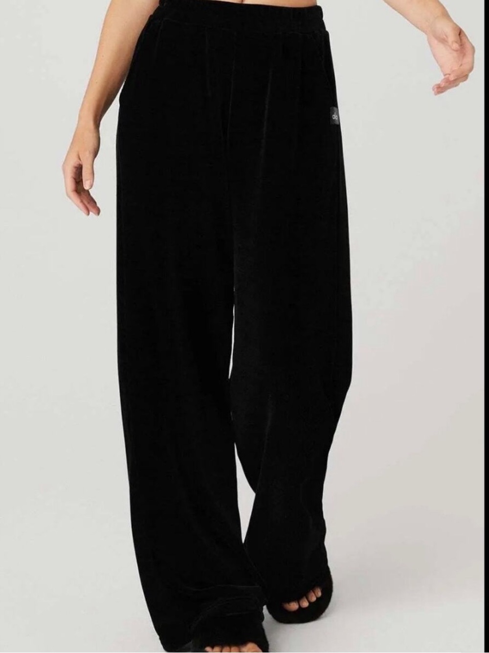 ALO Yoga Black Chenille Wide Leg Pants